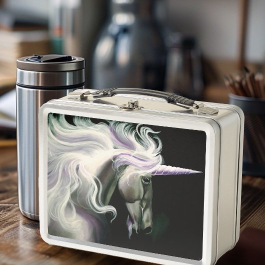 ホワイトユニコーンパープル メタルランチボックス