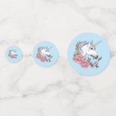 ホワイトユニコーンピンク色の花が青 コンフェッティ (正面)