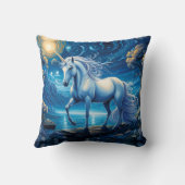 ホワイトユニコーンファンタジー満月 クッション (裏面)