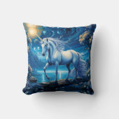 ホワイトユニコーンファンタジー満月 クッション (正面)