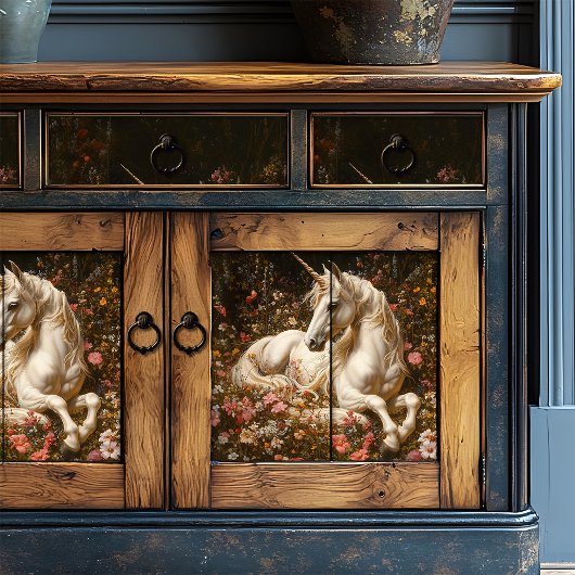 ホワイトユニコーンフローラおとぎ話メドウファンタジーアート 薄葉紙