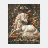 ホワイトユニコーンフローラファンタジーコージースリーピングホース フリースブランケット (正面)