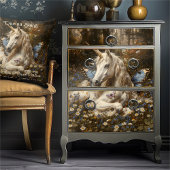 ホワイトユニコーンブルーバタフライメドウフローラファンタジー 薄葉紙