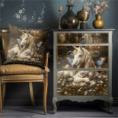 ホワイトユニコーンブルーバタフライメドウフローラファンタジー 薄葉紙