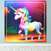 ホワイトユニコーンホース–37474 キャンバスプリント (インサイチュ (ウッドフロア))