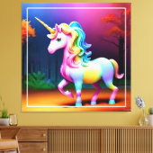 ホワイトユニコーンホース–37474 キャンバスプリント (インサイチュ (リビング))