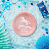 ホワイトユニコーン女の子の誕生日パーティー用品 ペーパープレート (パーティー)
