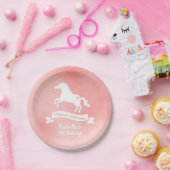 ホワイトユニコーン女の子の誕生日パーティー用品 ペーパープレート (パーティー)
