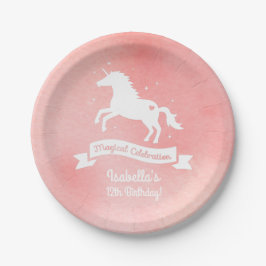 ホワイトユニコーン女の子の誕生日パーティー用品 ペーパープレート