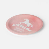 ホワイトユニコーン女の子の誕生日パーティー用品 ペーパープレート (アングル)