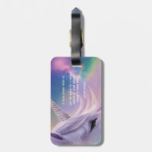 ホワイトユニコーン威厳のあるレインボーグリッターキラキラ ラゲッジタグ (裏面縦)