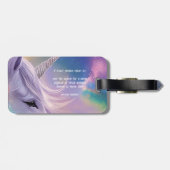 ホワイトユニコーン威厳のあるレインボーグリッターキラキラ ラゲッジタグ (裏面横)