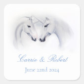 ホワイトユニコーン愛のカップル スクエアシール (正面)