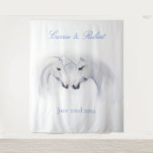 ホワイトユニコーン愛のカップル タペストリー (正面)