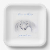 ホワイトユニコーン愛のカップル ペーパープレート (正面)