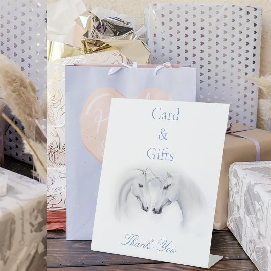 ホワイトユニコーン愛のカップル 台座サイン