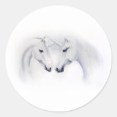 ホワイトユニコーン結婚ズ・カップル ラウンドシール (正面)