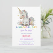 ホワイトユニコーン誕生日招待状 招待状 (スタンド正面)