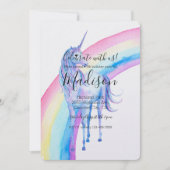 ホワイトユニコーン誕生日 招待状 (正面)