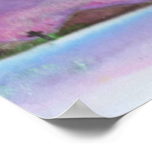 ホワイトユニコーン飛んでいる冬の風景スターダスト ポスター (角)