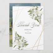 ホワイトユリの花の感謝を込めて - あなたのお写真を追加 招待状 (正面/裏面)