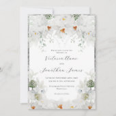 ホワイトユリフローラエレガントな結婚式 招待状 (正面)