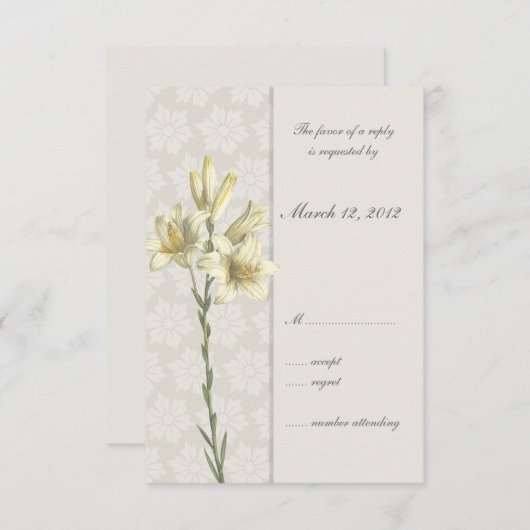 ホワイトユリフローラ結婚式招待状 招待状 (正面/裏面)