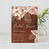 ホワイトユリ パーム パンパス バーン オレンジ ブライダル シャワー 招待状 (スタンド正面)