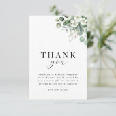 ホワイトユーカリプトゥスウォーターカラーフローラブライダルシャワー サンキューカード (スタンド正面)