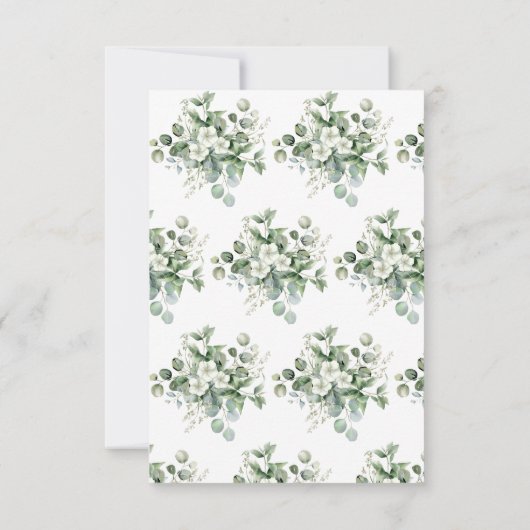 ホワイトユーカリプトゥスウォーターカラーフローラブライダルシャワー サンキューカード (裏面)