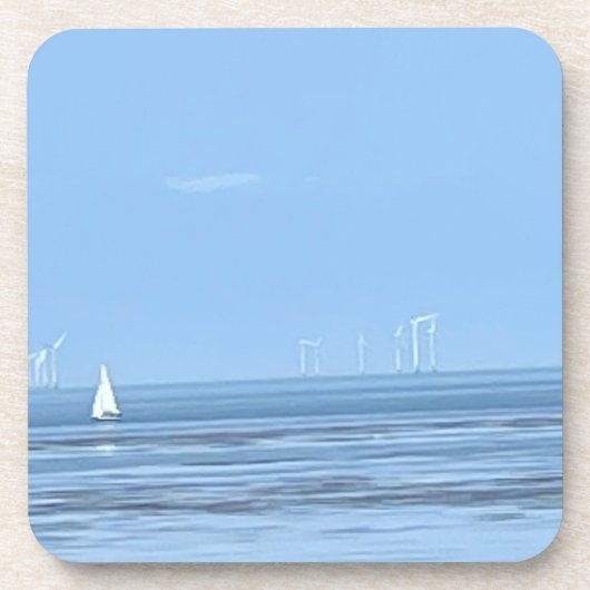 ホワイトヨットと穏やかな海 コースター (正面)