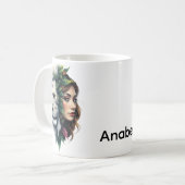 ホワイトライオンと女性 コーヒーマグカップ (正面左)