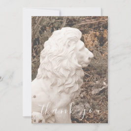 ホワイトライオンストーン像フラットサンキューカード サンキューカード