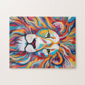 ホワイトライオン美しい動物ポートレート ジグソーパズル (横)