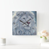 ホワイトライオン スクエア壁時計 (ホーム)