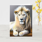 ホワイトライオ威厳のあるンエーテル芸術 |の考えお客様 カード (黄色い花)