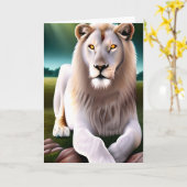 ホワイトライオ威厳のあるンゴールデンアイズエーテル美術 カード (黄色い花)