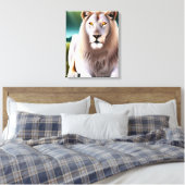 ホワイトライオ威厳のあるンゴールデンアイズエーテル美術 キャンバスプリント (インサイチュ (寝室))