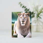 ホワイトライオ威厳のあるンゴールデンアイズエーテル美術 ポストカード (スタンド正面)