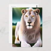 ホワイトライオ威厳のあるンゴールデンアイズエーテル美術 ポストカード (正面/裏面)