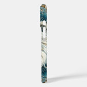 ホワイトライオ威厳のあるンティール（緑がかった色）ブルーフローラ Case-Mate iPhoneケース (裏面 / 左)