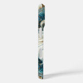 ホワイトライオ威厳のあるンティール（緑がかった色）ブルーフローラ Case-Mate iPhoneケース (裏面 / 右)