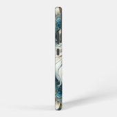 ホワイトライオ威厳のあるンヘッドティール(緑がかった色)ブルーマンダラ SAMSUNG GALAXYケース (右側面)