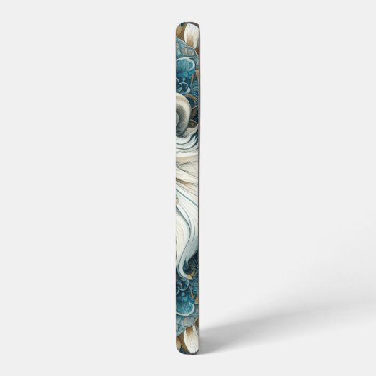 ホワイトライオ威厳のあるンヘッドティール(緑がかった色)ブルーマンダラ SAMSUNG GALAXYケース (左側面)