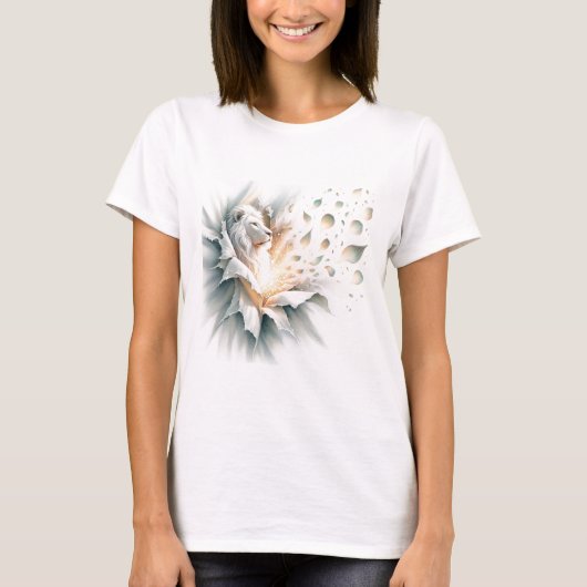ホワイトライオ威厳のあるン:神秘的美しい🦁✨ Tシャツ (正面)