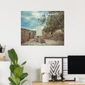 ホワイトライトハウスとオリーブツリー ポスター (ホームオフィス)