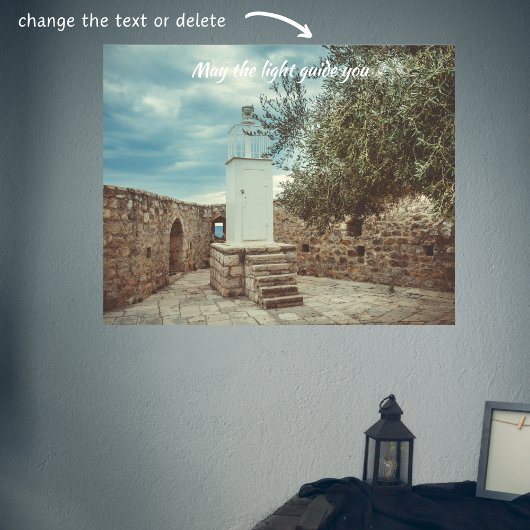 ホワイトライトハウスとオリーブツリー ポスター