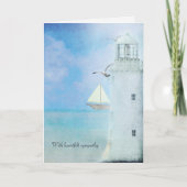 ホワイトライトハウスアンドセーリングボート悔やみや弔慰 カード (正面)