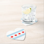 ホワイトライトブルーレッドスターズシカゴ国旗のハート ペーパーコースター (インサイチュ)