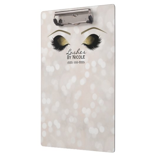 ホワイトライト金ゴールドメイクアップ目まぶしパーソナライズされた クリップボード (左)